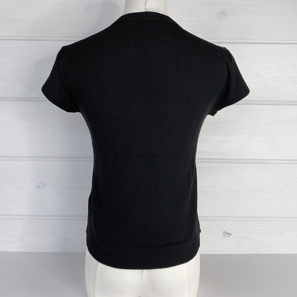 American Eagle AE Waffle T-Shirt Layering Tee M Black Stretch Base Layer 90s Y2K - Picture 10 of 16